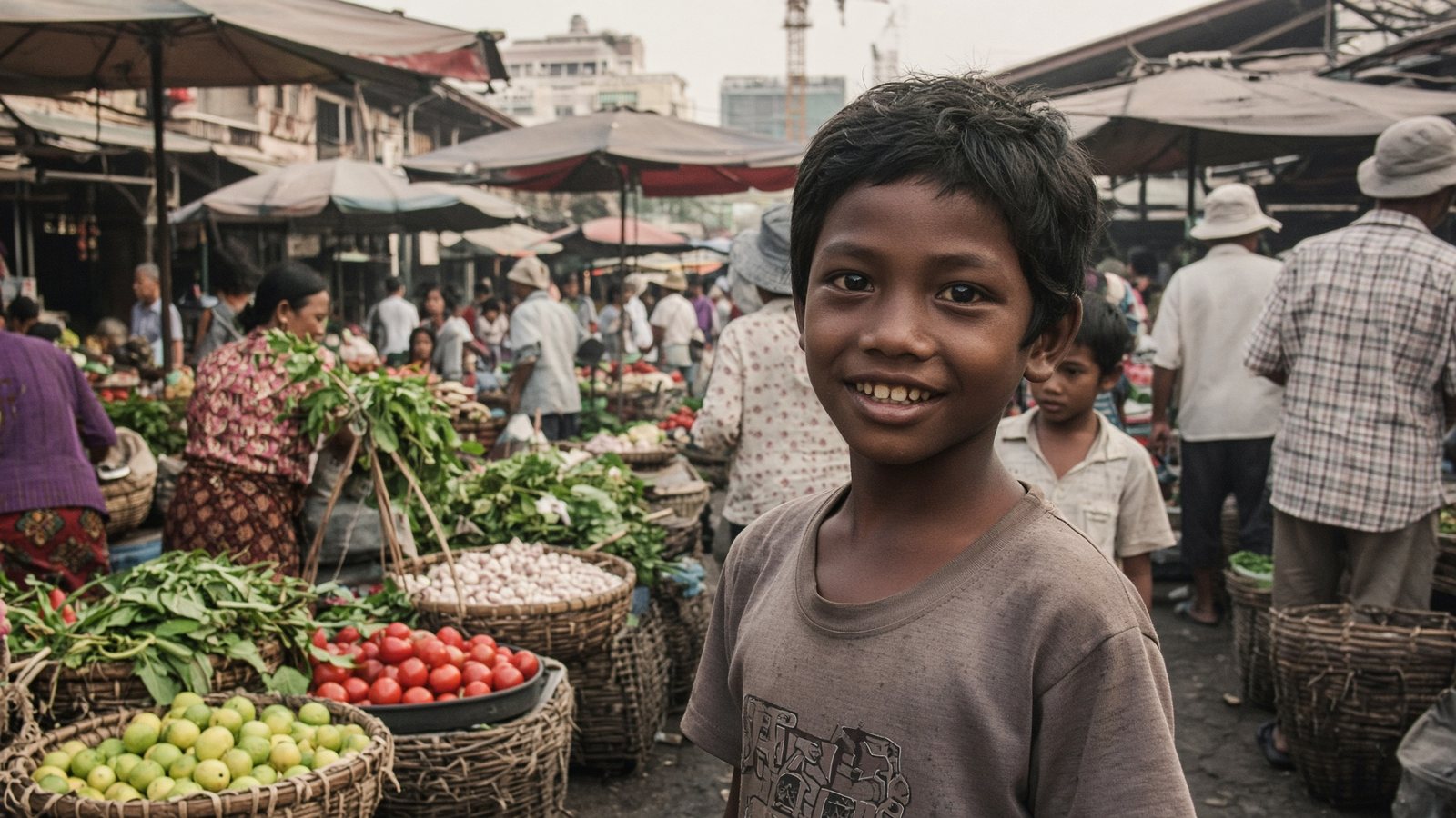 Portrait of a boy in a market