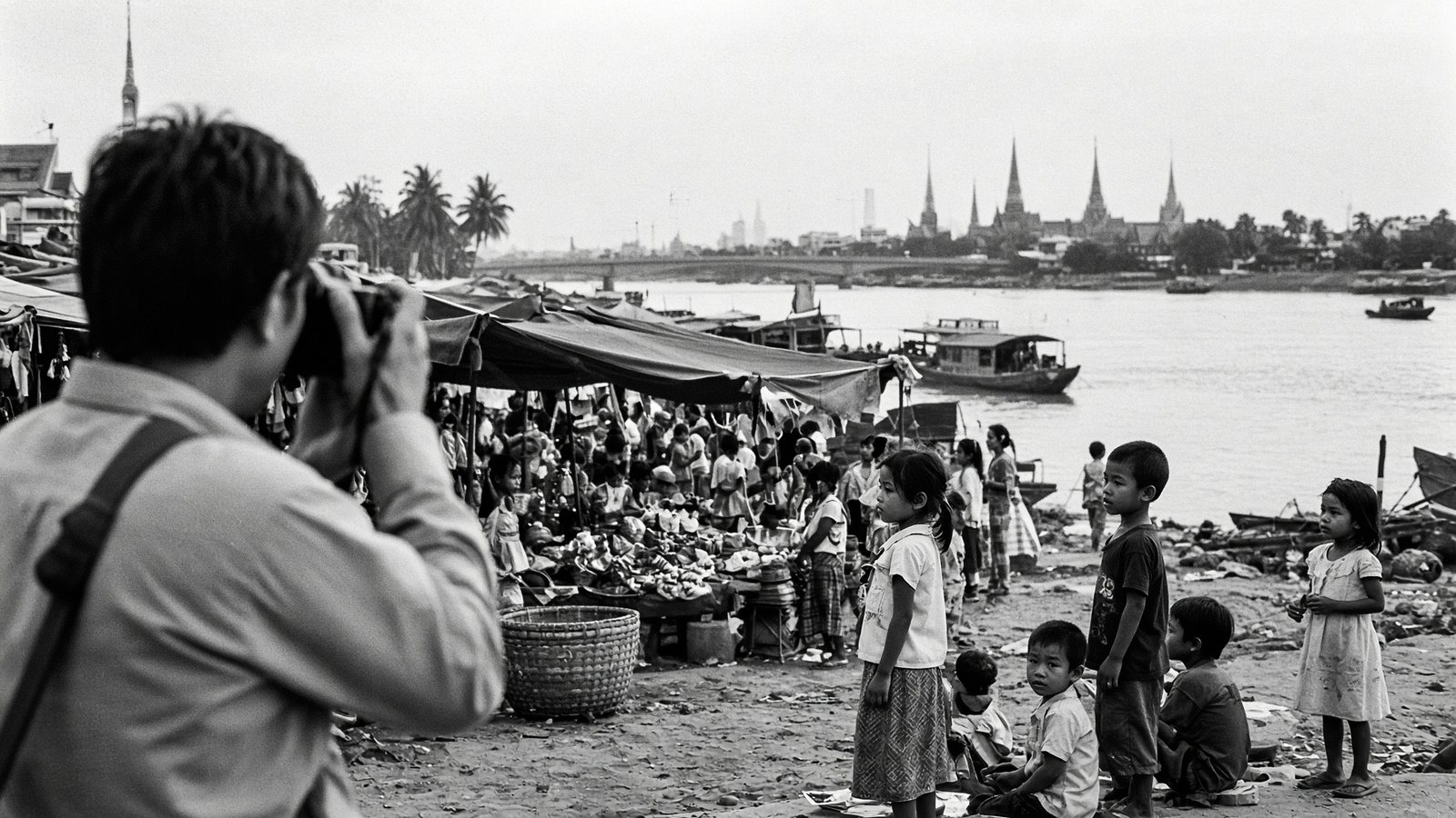 The photographer working at the riverside